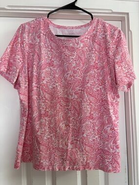 Talbots Pink Paisley-Print Short Sleeve Tee